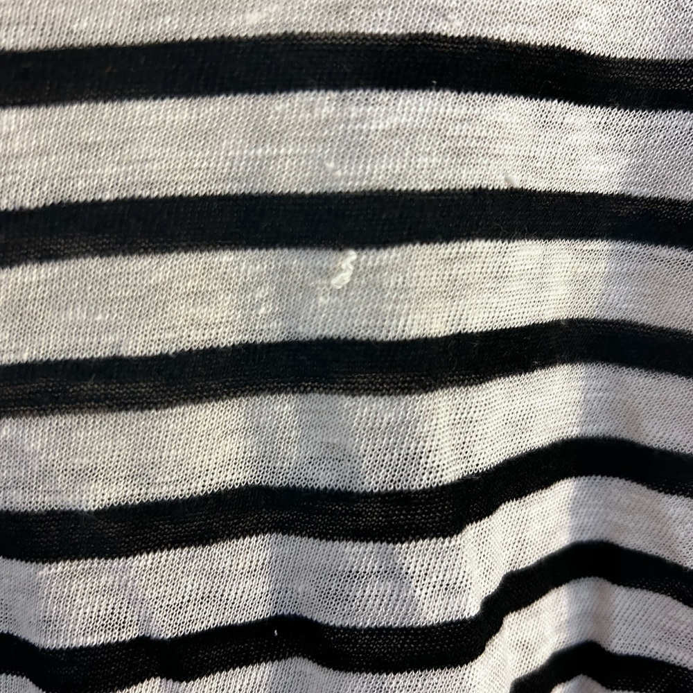 ⚓️ ALEXANDER WANG Breton Stripe Black White Pure Linen LS Tee Sz S Distressed - Picture 7 of 8